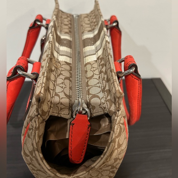 Coach Legacy Stripe Candace Carryall Tote Purse Brown /Orange  EUC - Picture 7 of 13